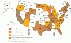 Indoor tanning ban map